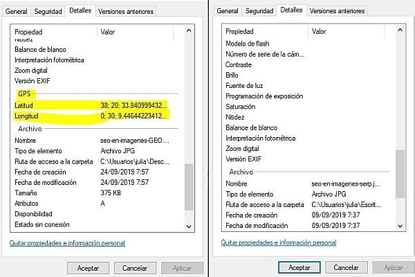 Geolocalización en metadatos de imágenes